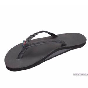 Rainbow Flirty Braidy Sandals Flip Flops Narrow Braided Strap Black 7.5-8.5